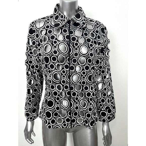 Samuel Dong Black Silver Geometric Cutout Jacket Womens Medium Art Wear - Picture 1 of 16